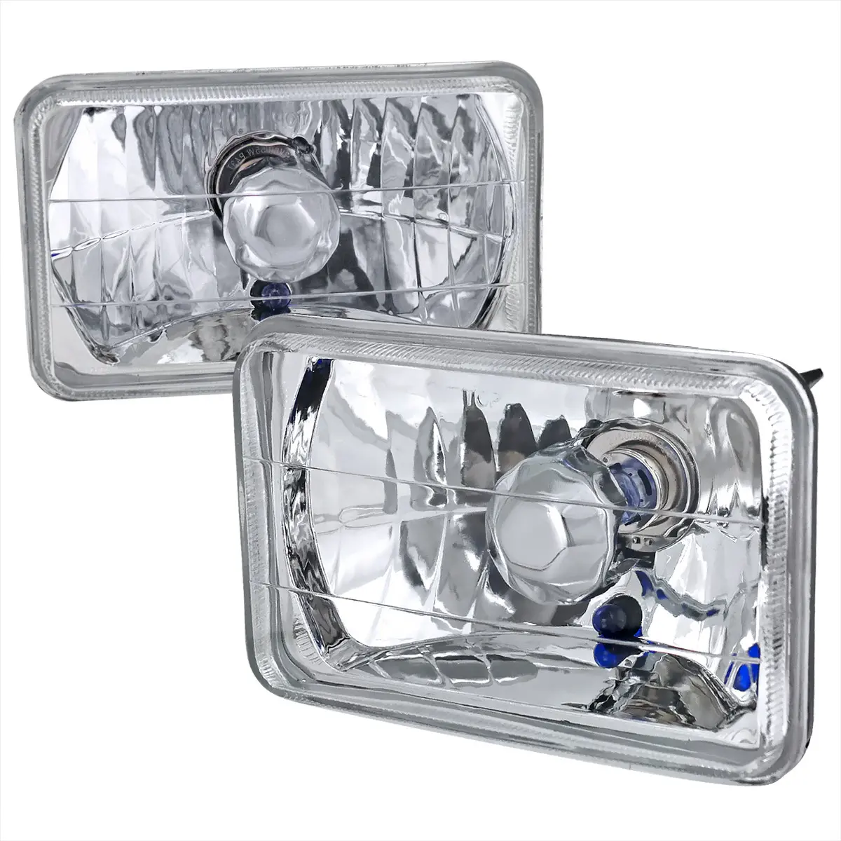 Universal 4"x6" H4 Crystal Headlights (Chrome Housing/Glass Lens) Universal 4"x6" H4 Crystal Headlights (Chrome Housing/Glass Lens)