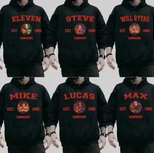 Stranger Things Characters Hoodie, Eleven, Mike, Steve Hellfire Club, Stranger Things Merch, Unisex Hoodie, Upside Down Gift