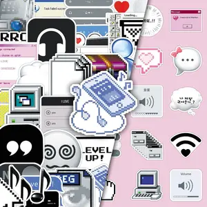 100pcs two sets of repetition network creative cartoon phone case flat sticker scooter car personality waterproof decorative sticker