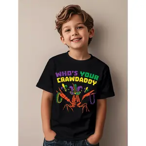 Whos Your Crawdaddy Crawfish Jester Beads Funny Mardi Gras Funny Awesome Graphic Kid T-Shirt Popular Kid T Shirts Streetwear Tees Tops for Kid
