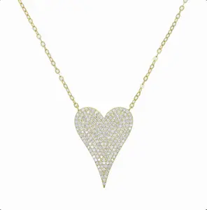 Cara – Micro Pavé Heart Necklace in 18K Gold-Plated Silver