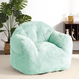 【Christmas Gift】Light green-L 39 Inch Bean Bag Plush Comfort Filler Included Armrest Design Leisure Seating All Ages Living Room Bedroom Relax