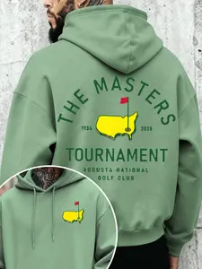 Unisex Fall & Winter Golf Event Vintage Style Casual Hooded Sweatshirt, the Masters Print, Light Bottom, Classic Match Design, Loose Fit, Athletic Sweatshirt, Graphic Hoodies