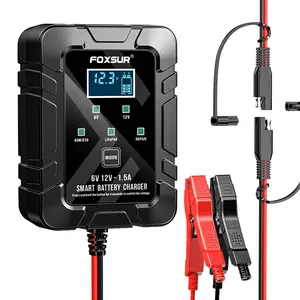 6V-12V 1.5A Pulse Repair Battery Charger for Cars & Motorcycles, LCD Display, Magnetic Material, Auto Switch Mode, Overcharge Protection, Car Tool Accessories fathersdaygift