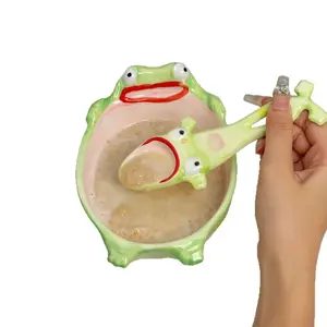 Cute Frog Bowl Creative Funny Birthday Gift for Partner, Cartoon Frog Spoon Adorable Rice Bowl Soup Bowl, Perfect Holiday Gift, Tableware