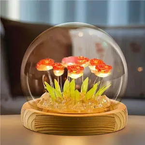 DIY Rose Flowers Night Light, Cool Handmade Artificial Flower Table Lamp Bedroom Desk Decoration for Women Girlfriend Sister Besties Birthday Gift