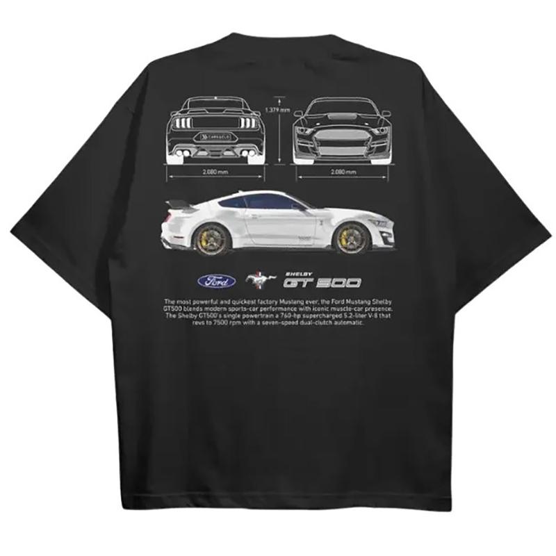 Multi Colors Design - Ford Mustang Shelby GT500 T-Shirt - Classic Fit, 100% Cotton, Digital Print, Unisex, Casual Menswear for Auto Lovers