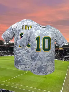 Men's Embroidered Rugby Jersey, Camouflage gray LOVE #10 Green Bay Football Jersey,V-Neck Breathable Short Sleeve T-Shirt, Loose Comfortable Sportswear,Perfect for Outdoor Sports & Casual Wear, Unisex All Seasons