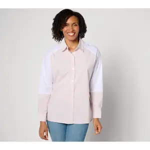 Studio Park x Leah Williams Color Block Classic Button Down Shirt