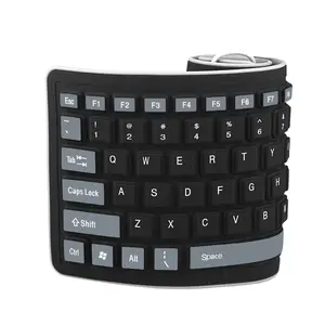 Foldable Silicone Keyboard USB Wired, Roll-Up Waterproof 103 Keys, Ultra-Light Quiet Typing Keyboard for Laptop, PC, Office & Travel