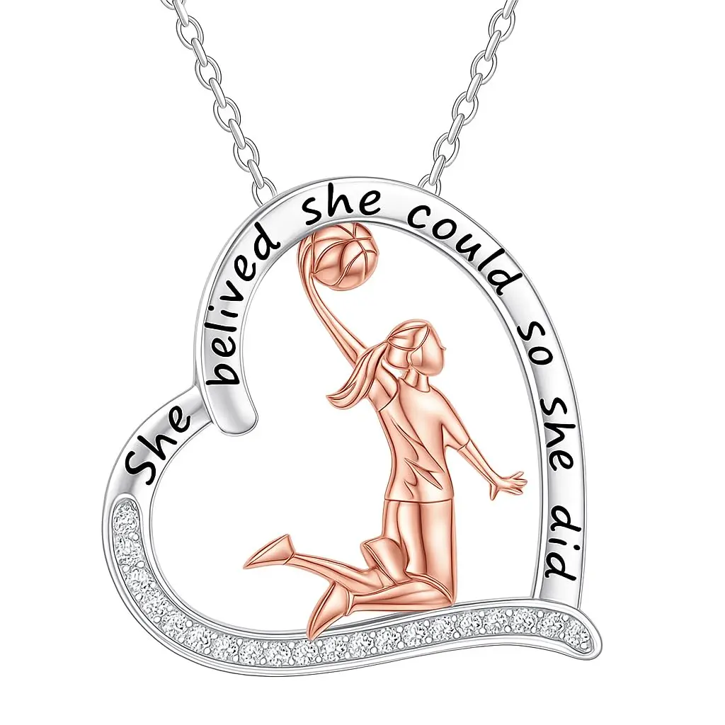 Cheerleader Heart Necklace - Sparkling Sports Jewelry Gift for Female, Male, Birthday & Casual Use, Durable and Long-Lasting Fashion Costume Accessory