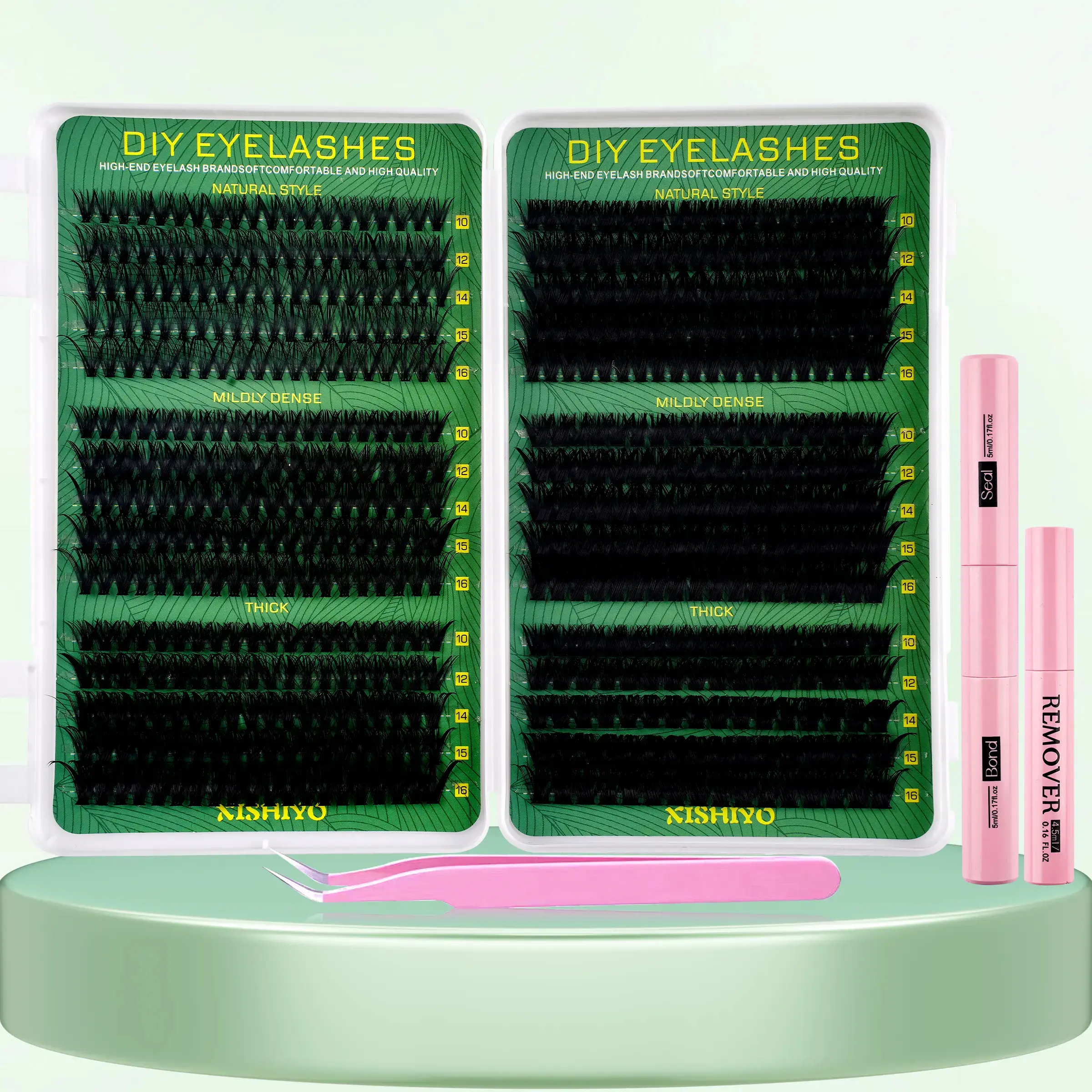 600Pcs DIY Lash Extension Kit, 50D-160D Wispy Fairy Cluster Lashes with Bond and Seal, Remover & Tweezers, D Curl 10-16mm Natural Fluffy Individual Eyelashes Set for Salon Results at Home