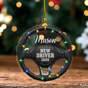 Personalized New Driver 2025 Acrylic Ornament Temp, Christmas Tree Decoration, Decor Home, 2D Flat