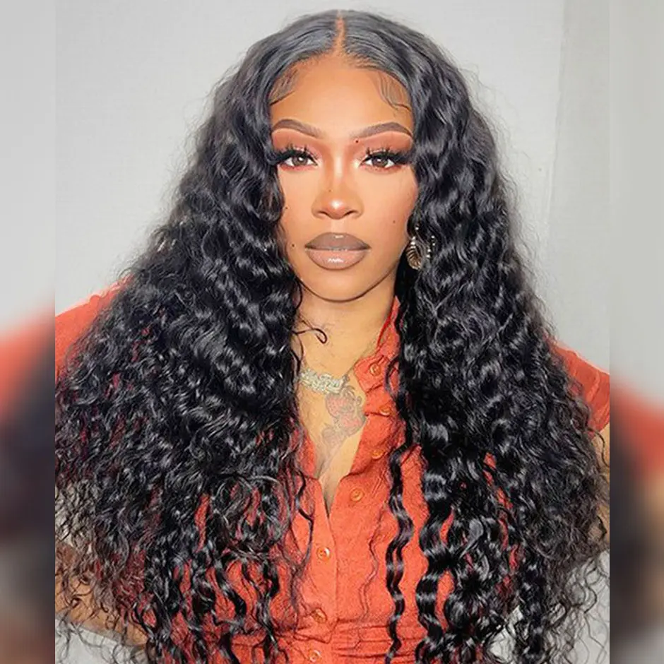 Moreface Beauty 360 Glueless Wigs Water Wave Human Hair 360 HD Lace Frontal Hair 100% Virgin Remy Human Hair Pre Plucked Pre Bleached Human Hair Wig With Drawstring 180 Density
