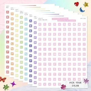 SQUARE COLORFUL Letter Bead Stickers • Junk Journal Sticker Sheets • Typography Stickers • Scrapbook Stickers • Vision Board • Rainbow