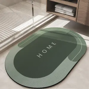 Oval Non-Slip Absorbent Crystal Velvet Floor Mat (Green / 40x60cm) | Crystal Velvet Fabric: Quick-Drying & Highly Absorbent | Non-Slip Backing: Stable and Stays in Place | Versatile Use: Ideal for Bathrooms, Kitchens, and Bedroom Entrances