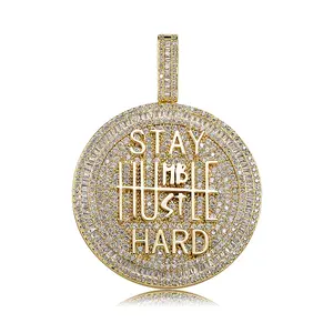 Men's European-Style Hip Hop Alphabet Necklace, Exquisite Jewelry Gift, Inspirational "Keep Calm" Cubic Zirconia Statement Pendant Accessory, Trendy Artificial Gemstone Jewelry