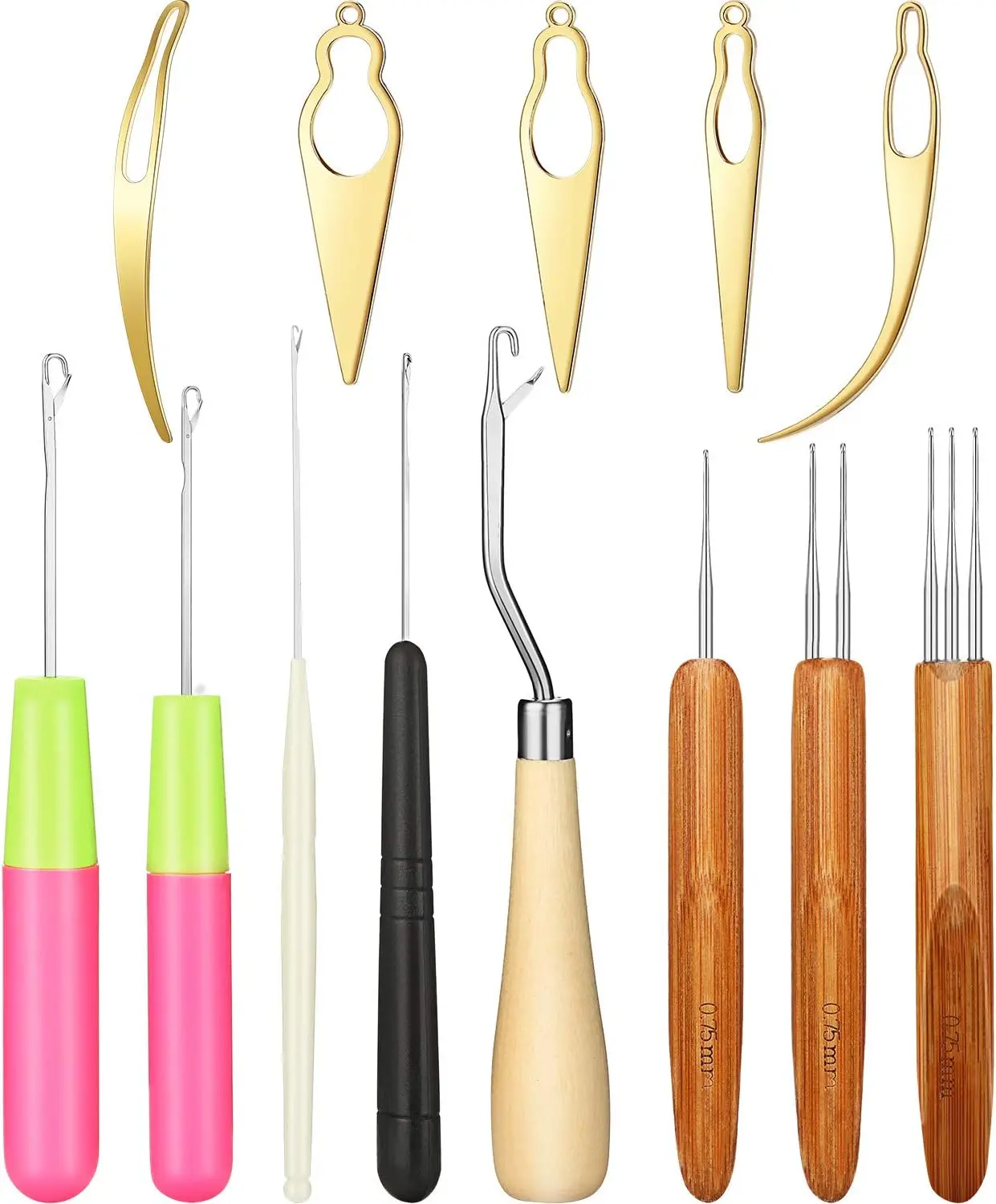 13 Pcs Dreadlocks Crochet Hook Tool Set 3 Dreadlock Crochet Needles 5 Interlocking Tools for Locs 5 Bent Latch Hooks for Hair Braiding Twist Sister Locks Hair Styling Accessories