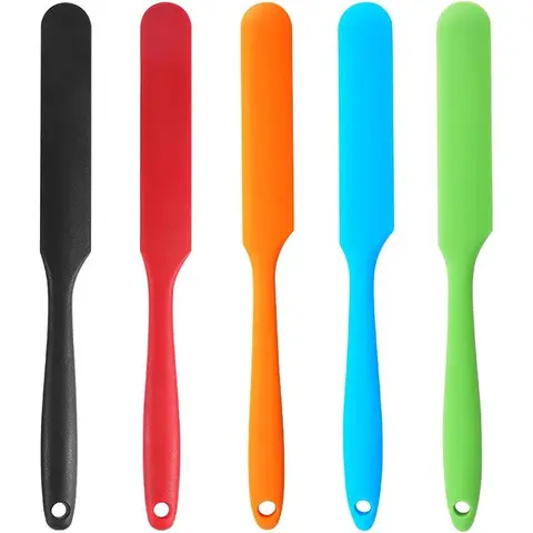 5-Pack Candy Colored Silicone Scrapers, High-Temperature Resistant Baking Utensils Supplies for Cake Cream Mixing, Integrated Spatula Bakeware Tools