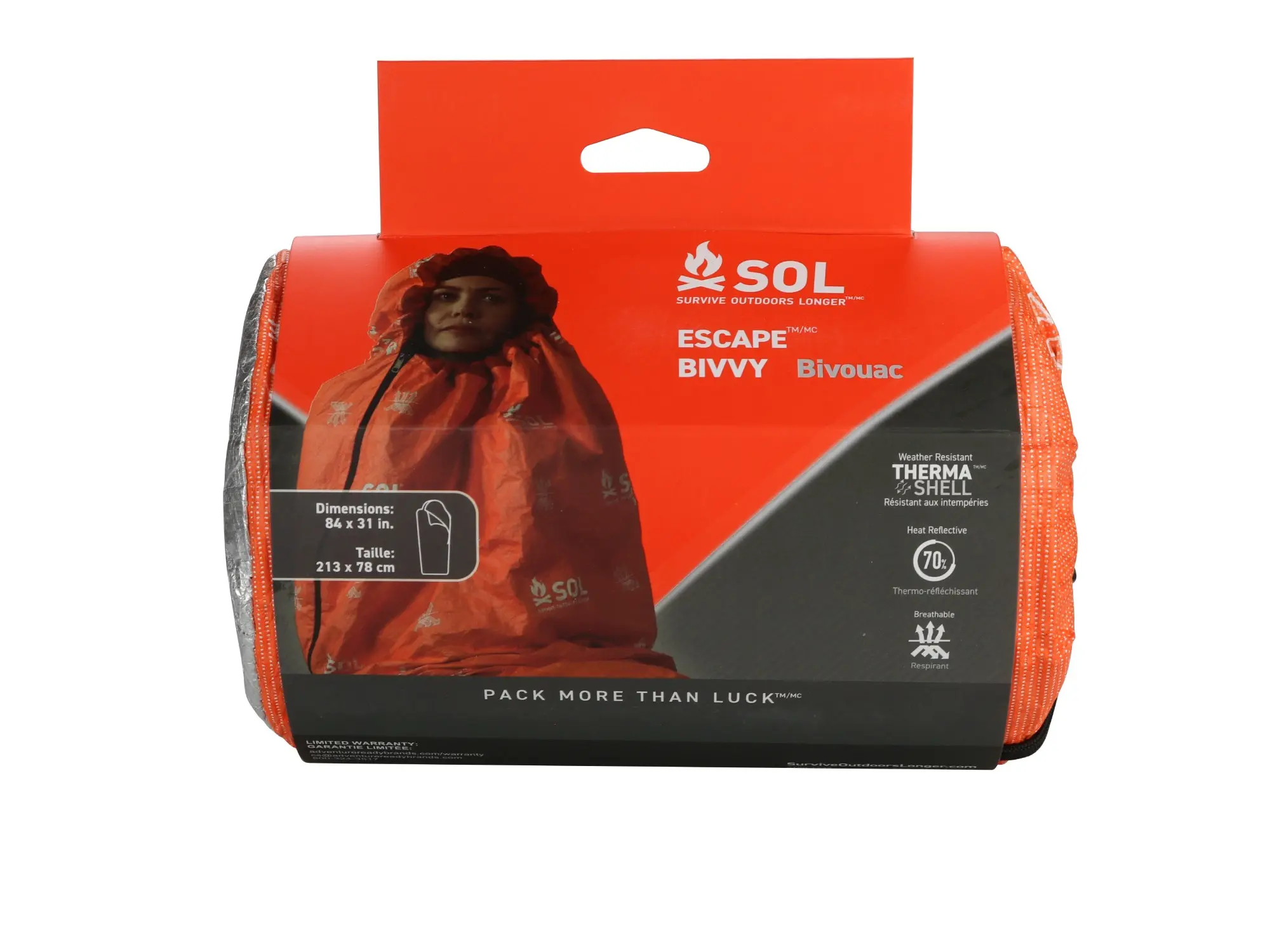 S.O.L. Survive Outdoors Longer Escape Bivvy, Hooded Wearable All-Season Sleeping Bag - Heat Reflecting, Breathable, Water-Resistant Shelter for Camping, Wearable Sleeping Bags, Waterproof Camping, Fabric, Sleep Sack, Shell, Unisex