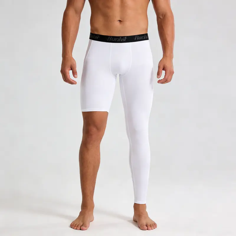 Men's Basketball One Leg Compression Tights Full Length Single Leg Compression Pants Sports Base Layer Underwear