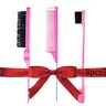 3 Count Comb Set for Teasing Edge and Rat Tail Comb and Edge Combs Hair Stick for Styling Women's Haircare (Pink)