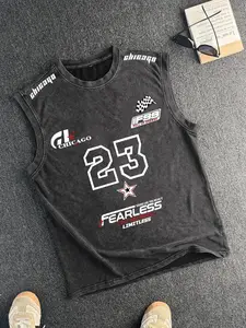 Men's Summer Distressed Graphic Design Star Print Tank Top, Vintage Style Casual Fitted Vest for All Seasons, Fashionable and Comfortable for Outdoor Activities