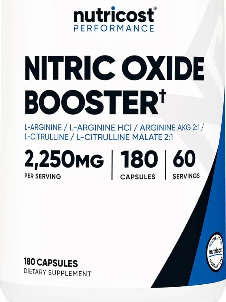 Nutricost Nitric Oxide Booster Capsules - 2250mg per Serving - Dietary Supplement
