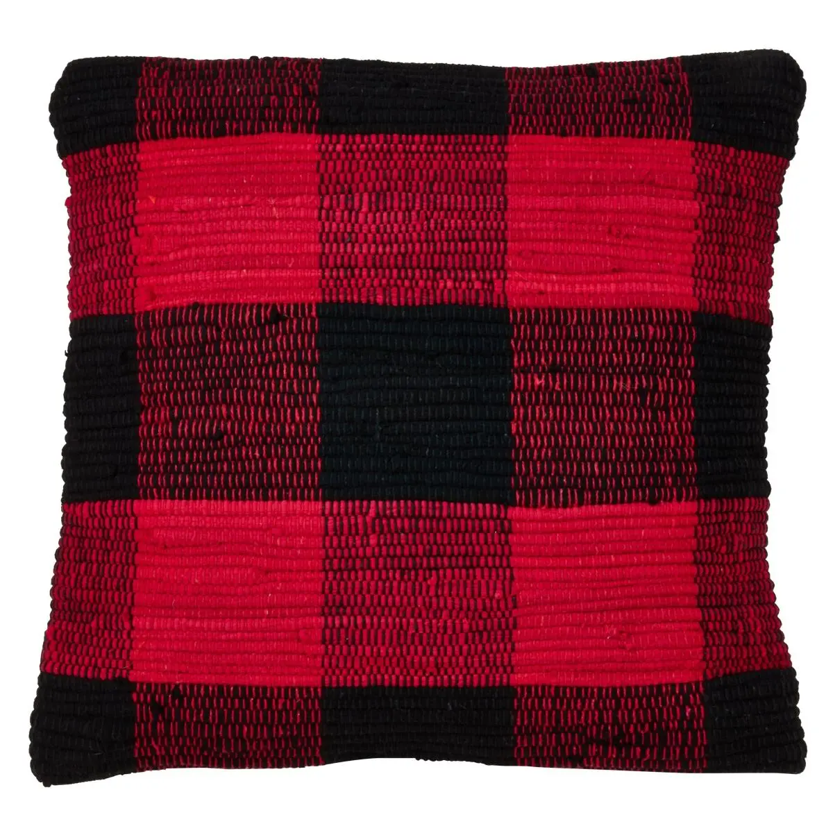 Saro Lifestyle 9027.R18S 18 in. Buffalo Plaid Chindi Throw Down Filled Pillow