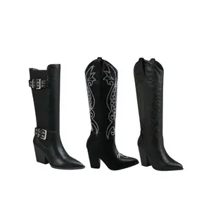 Ivana Collection - Chunky High Heel Western Boots - Women's Footwear with Decorative Design, Comfortable Fit Western Riding Shoes Girl Stylish