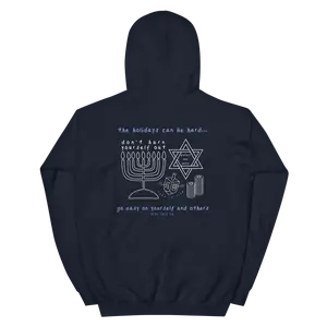 Hanukkah Hoodie, Embroidered Menorah Front, Unisex