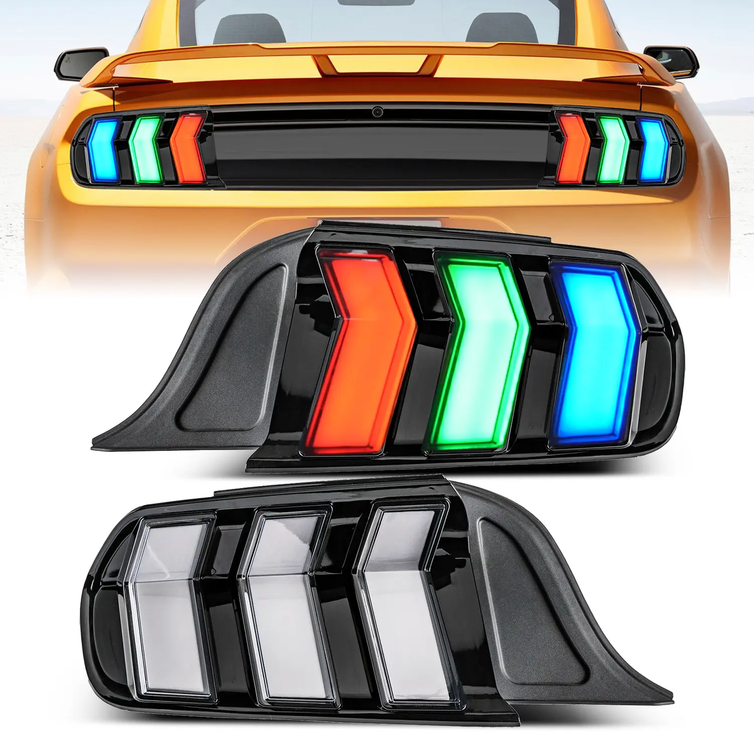 RGB Tail Light for Ford Mustang 2015-2023 Taillight with Start Up Animation & Sequential Turn Signal Rear Brake Lamp