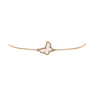 Pre-owned Van Cleef & Arpels Sweet Alhambra Butterfly Bracelet 18K Yellow Gold and Mother of Pearl by Rebag