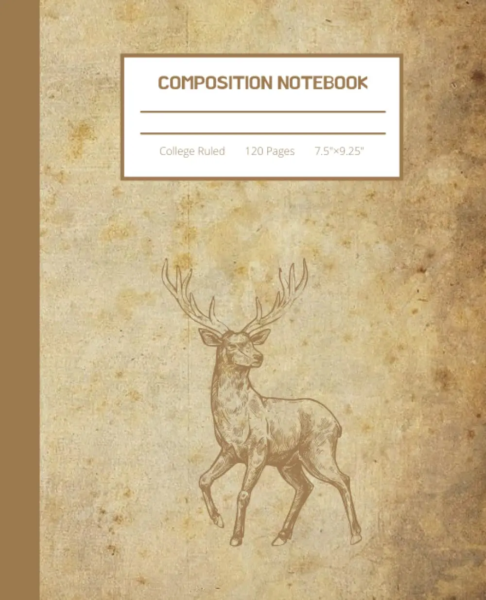 Composition Notebook: Vintage Style Deer Illustration Composition Book with Lined Paper for Taking Notes, College Ruled