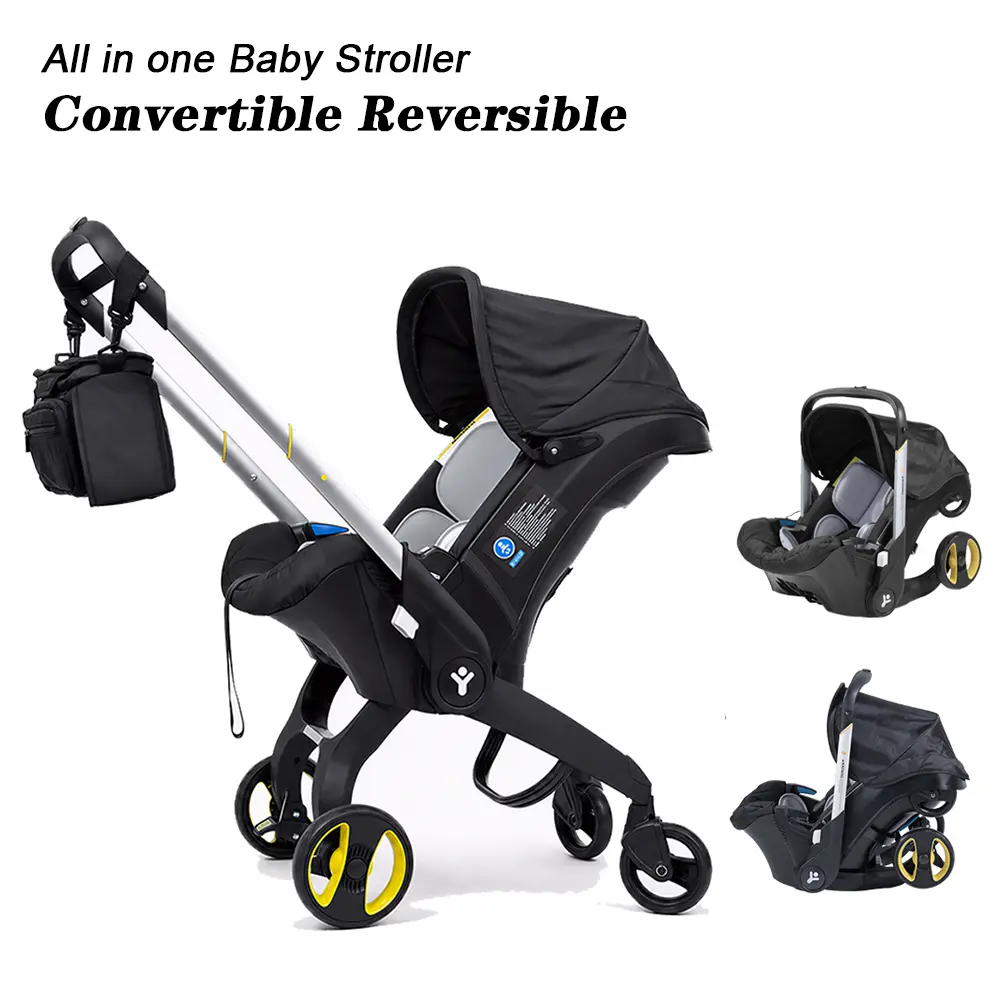 All-in-1 Convertible Reversible Baby Stroller,Convertible High-View Stroller, chest clip Convertible Reversible Baby Stroller,Latch Base-Free Baby Carriage with Reversible Seat Strollerfor Babies,Mother's Day Gift pram