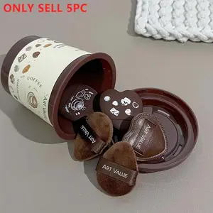 5PCS ART VALUE Coffee Cup-shaped Mini Makeup Sponges - Multi-Use Blending Puffs for Foundation, Concealer, Blush & Powder, Portable Face Sponge for Perfect Base