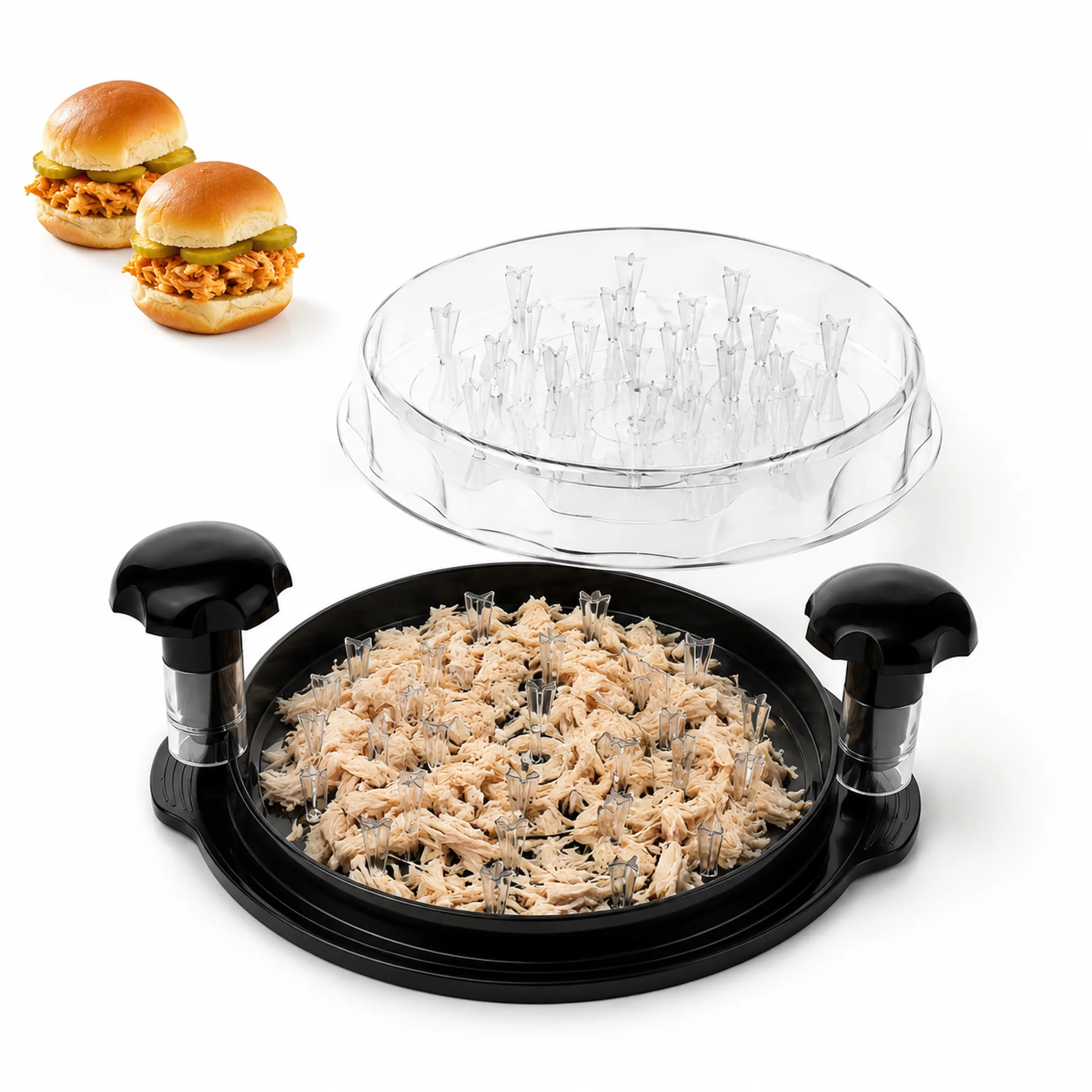 Chicken Shredder Tool - Twist Meat Shredder with Visible Lid & Anti-Slip Base, Handheld Shredder for Chicken Breast, Pork & Beef, Time-Saving Kitchen Gadget for Meal Prep & BBQ - BPA Free