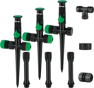 RESTMO Above Ground Sprinkler System, Flexible DIY Irrigation Kit, Multi-Adjustable Lawn Sprinkler for Garden Plant, Flower Bed and Large Yard Area Watering, Garden Hose is Not Included,3Pack summergarden