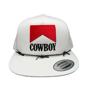 Barbed Cowboy Snapback Hat with Leather Barbed Wire Band white or black cap /Marfa hat company