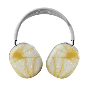 Elegant Printed Gold Mosaic Art Deco Headphone Case Compatible with AirPods Max - Faux Stained Glass Geometric Ear Cup Cover