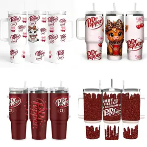 Collection Dr Pepper Tumbler With Handle Straw 40oz Stainless Steel, Large Reusable Drinkware, Coffee & Water Hydration Cup, Gift For Dr Pepper Lovers, Trendy TikTok Tumbler, Lovers Mug Gift Handcrafted Soda