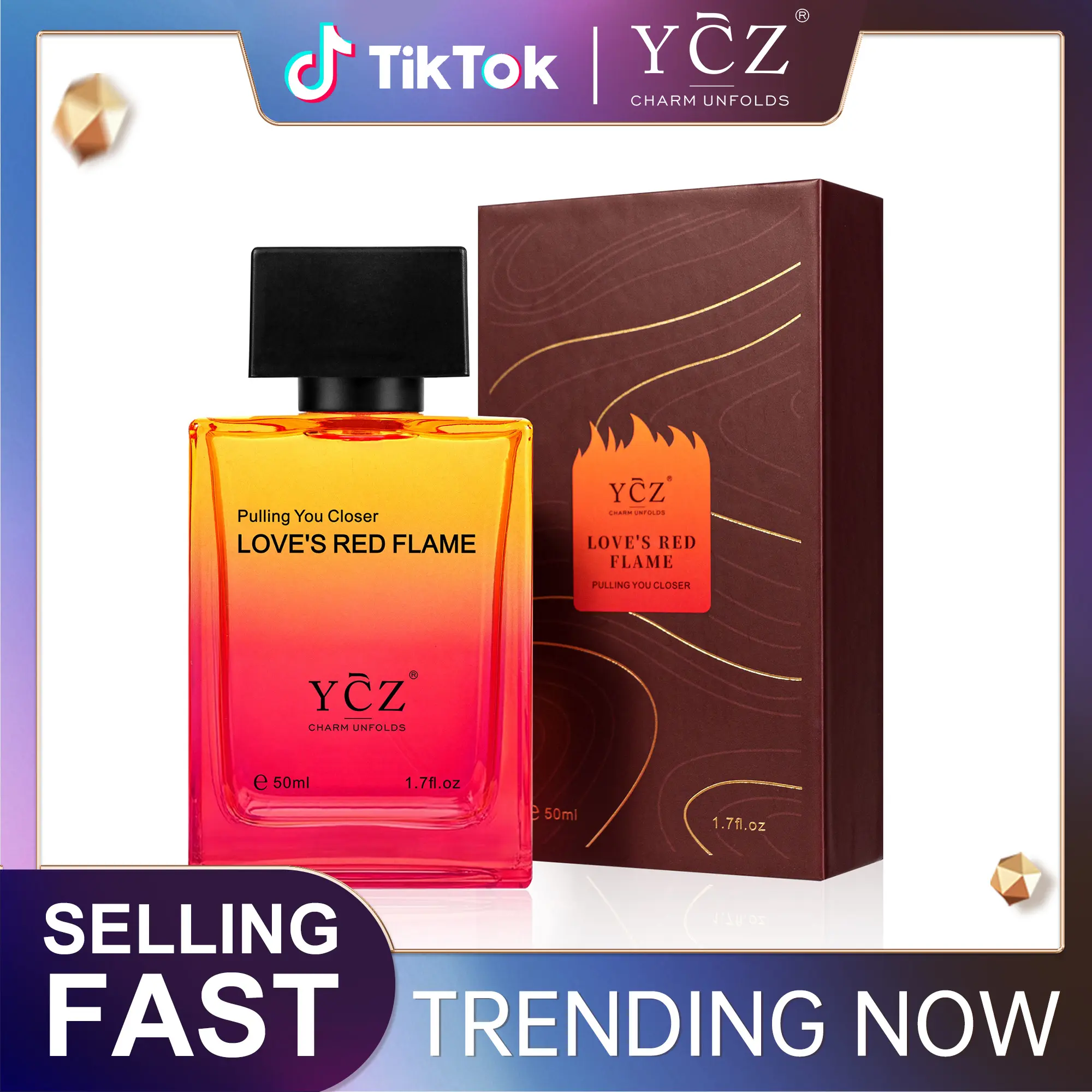 LCラブコスメ★雨5点セット★ YCZ Love's Red Flame Eau de Parfum 50ml - Spicy Woody Fragrance