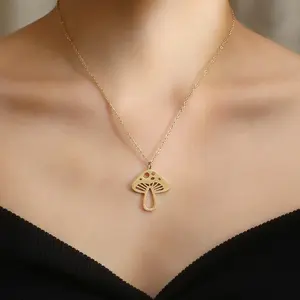 Fashionable Mushroom Pendant Necklace, Made of Stainless Steel Material, Resistant To Fading and Rusting, with Cute and Eye-catching Creative Patterns, Suitable As A Niche and Fun Jewelry Gift for Girlfriends and Friends