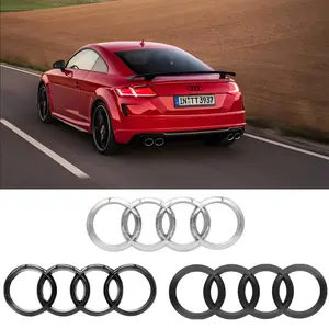 4 Ring logo ABS Car Hood Front Bonnet Grill Rear Trunk Emblem Accessories Vehicle Exterior Decoration For Audi A3 A5 2010-2020 Modification Decorate Car Decals