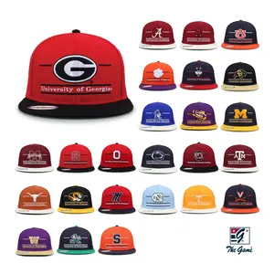 NCAA College Hats Retro Snapback Collection Contrast Brim Split Bar Design Adjustable College Football Game Day Caps for Men & Women Vintage Style Hat