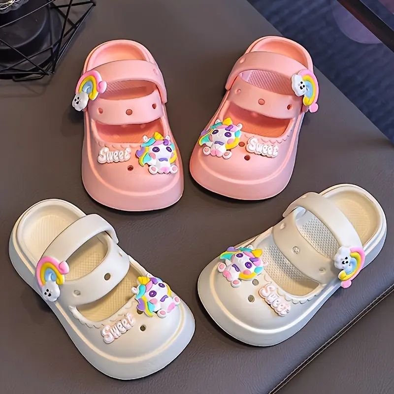 Teenagers New Mary Jane Sandals Unicorn Fashion Cute Soft Sole Shoes Four Seasons Non-Slip Breathable Lightweight Beach Shoes Unisex Indoor Outdoor Casual Travel Breathable Comfortable Slippers