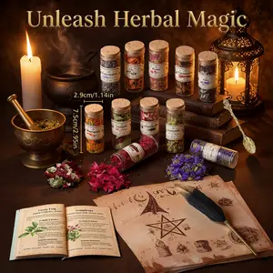 2026 Spring Sale 30 Jars Complete Witchcraft Kit Dried Herbs & Flowers for Wiccan Spells Altar Setup Spell-Casting Beginner Witch Supplies with Spoon Feather Pen Guidebook Magical Herbal Collection