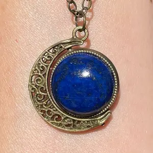 Double sided Reversible Necklace with Lapis Lazuli and Bronzite Natural Gemstones #handcrafted
