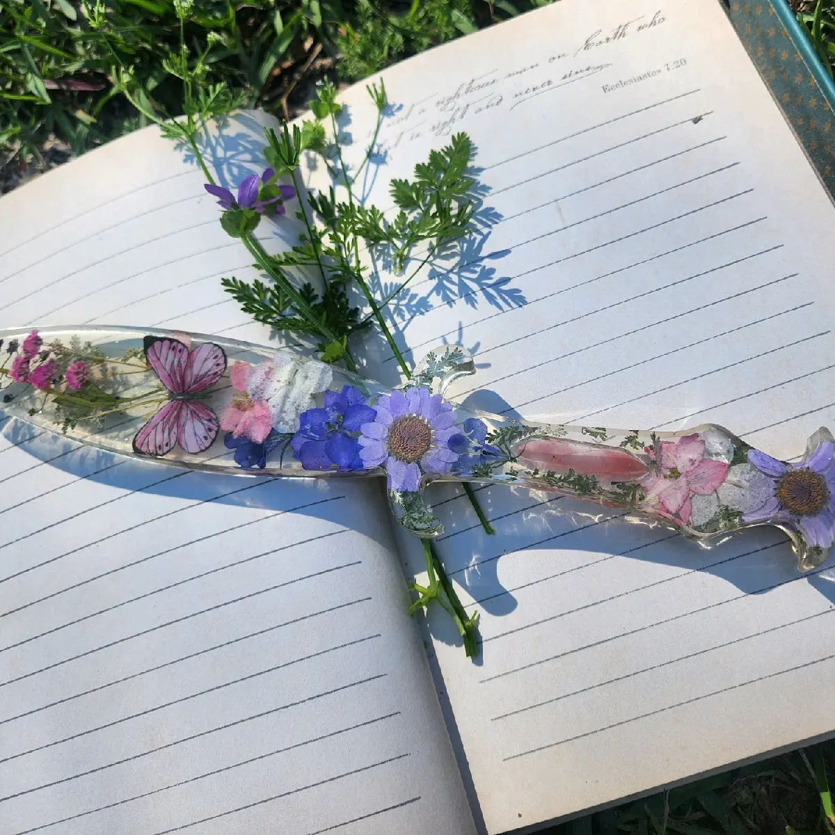 Pink Flower Butterfly Resin Dagger Decor Ornaments
