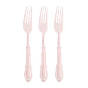 Pink Baroque Disposable Plastic Dinner Forks